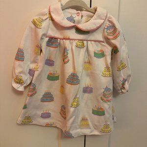 Beaufort Bonnet size 12-18 month white dress with birthday cake print